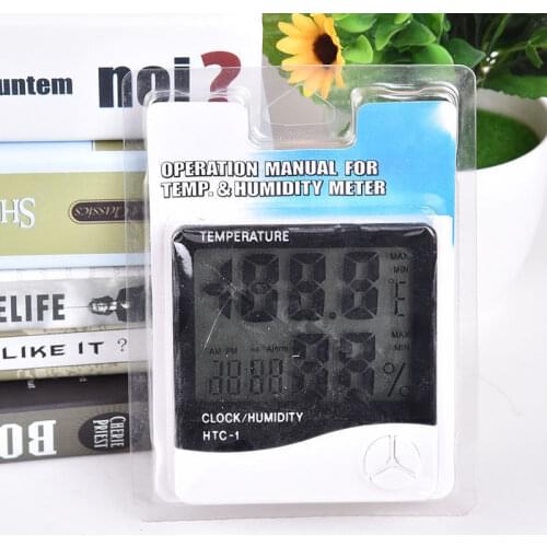 LCD Digital Thermometer Hygrometer Weather Station HTC-1 HTC-2 Temperature Humidity Tester Clock Alarm Wall Sensor Probe LCD