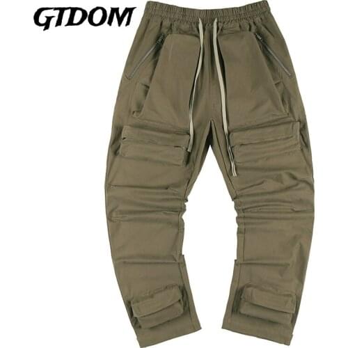 GTDOM Mens Spring and Autumn Europe Popular Logo Niche High Street Multi-pocket Function Overalls Tactical Pants Casual Pants
