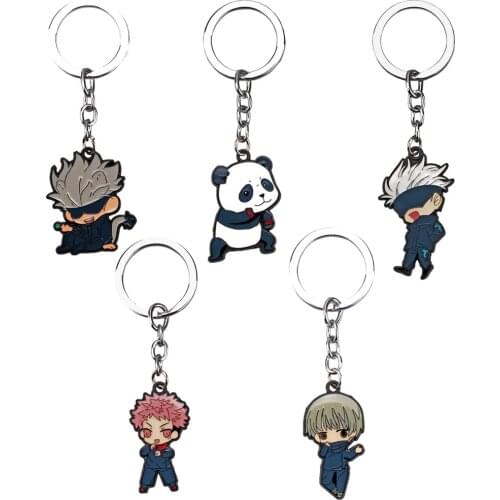 Jujutsu Kaisen Anime Keychains Metal Chaveiro Gojo Satoru Yuji Panda Sukuna Keyrings car Key Chain Jewelry llaveros