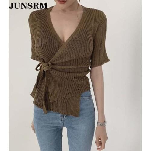 Женские трикотажные рубашки JUNSRM China At AliExpress