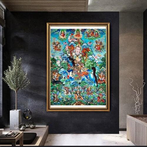 Buddha Painting Thangka India Chinese Religion Style Canvas Prints Painting Poster Wall Art Pictures for Hallway Home Decoration