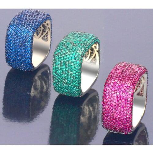 Bride Talk Luxury Big Square Rings Unique Design Colorful Cubic Zirconia Fashion Bridal Jewelry For Wedding Women Accessories