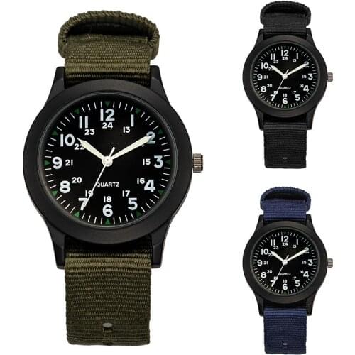 Fashion Men Round Dial Nylon Band Outdoor Sports Business Quartz Wrist Watch