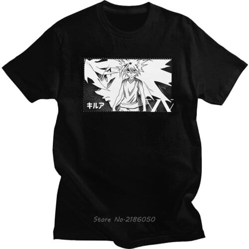 Killua Zoldyck Hunter X Hunter Tshirt Men Cotton Leisure T-shirt Crew Neck Short Sleeve Anime Manga HxH Tee Tops Harajuku