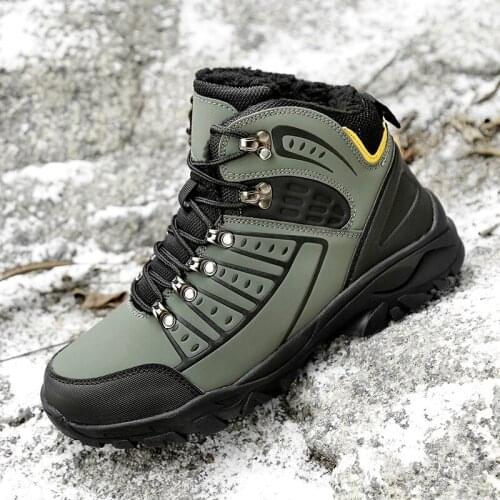 Men Winter Outdoor Warm Plush Hiking Snow Boots Autumn Trekking Shoes Ankle Mountain Climbing Sneakers Outdoor Sports Trainers