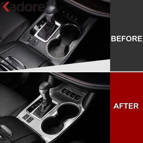 For Toyota Highlander 2015 2016 2017 2018 2019 Water Cup Holder Frame Panel Gear Shift Cover Trim Sticker Car Accessories 1 PCS