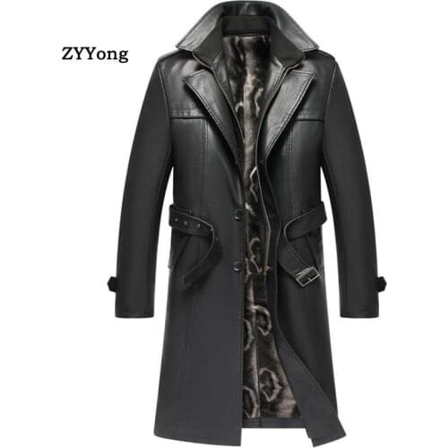 2020 New Arrival Autumn&Winter Leather Thicked Trench Coat Men,Leather Jacket Men,Plus-Size M-4XL