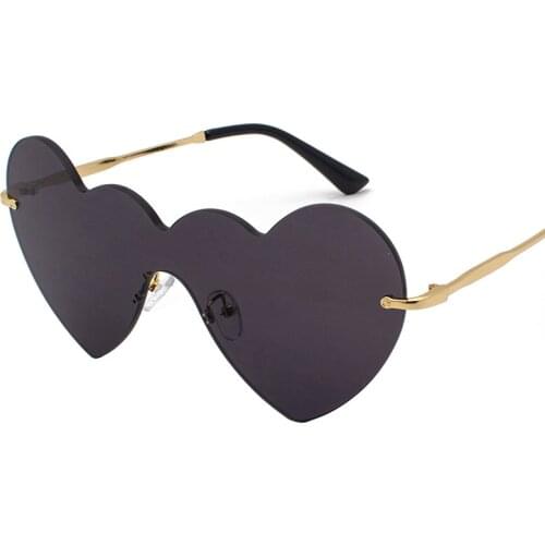 New Style Fashion Sun Glasses Heart Shape Oceans PCs Sunglasses Lens One-piece Metal Frames Glasses vintage sunglasses
