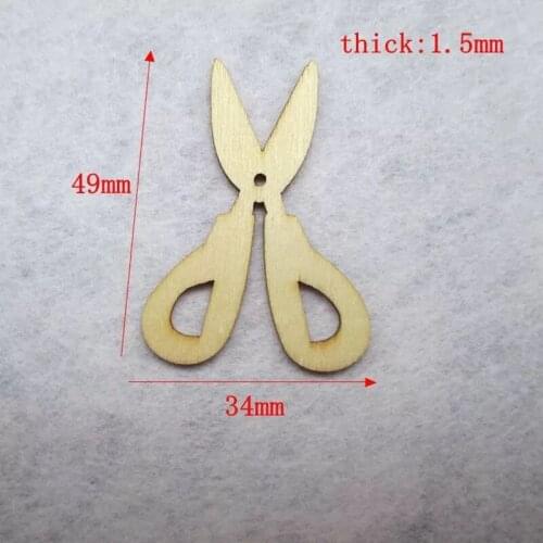 50x Scissors Wood Craft Shape, Unfinished Wood Laser Cut Out Unfinished Wood Shape