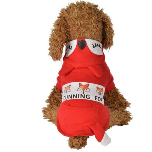 Dog Clothes Cute Fox Prints Pets Clothing Autumn & Winter Costumes Breathable Cat Puppy Jacket Dogs Keep Warm Coat AA