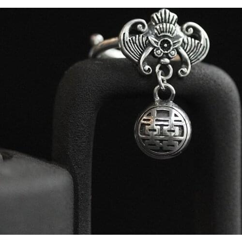Original design Thai silver bat tassel opening ring Chinese style retro unique craft elegant charm womens jewelry