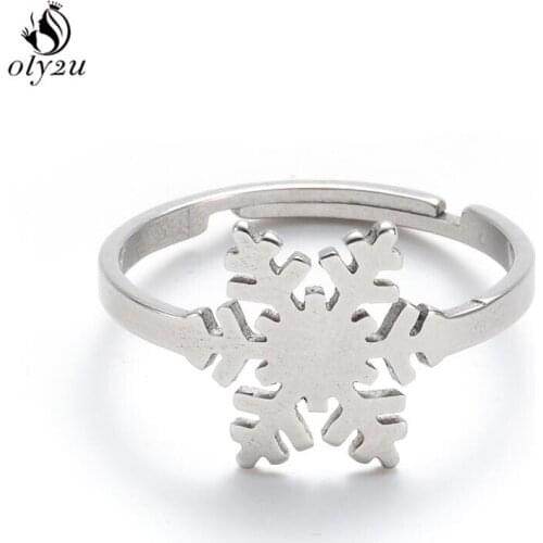 Lovely Stainless Steel Snowflake Finger Rings for Women Girls Daily Fashion Jewelry Anelli Donna Christmas Tree Ring oorbellen