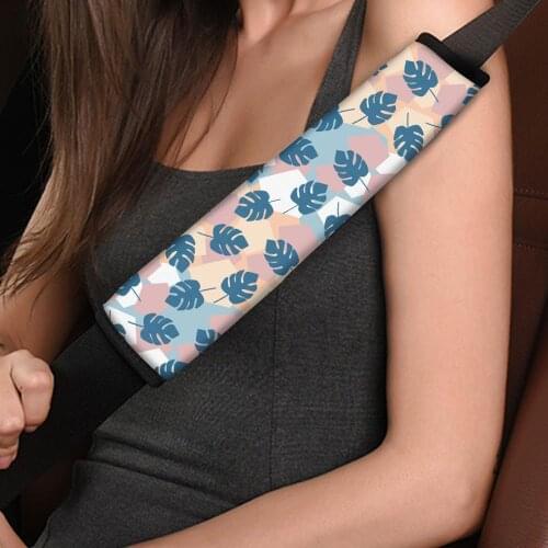 INSTANTARTS Tropical Monstera Printing Car Seatbelt Shoulder Strap Fit Most Vehicle Easy to Install Safety Belt Cover Pads Hot