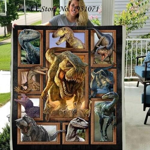 Animals Cartoon Ancint Dinosaur 3D Printed Fleece Blanket for Beds Thick Quilt Fashion Throw Blanket L043