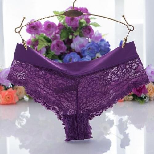 Sexy Lace Panties Women Hollow Transparent White Black Purple Skin Panties Underwear