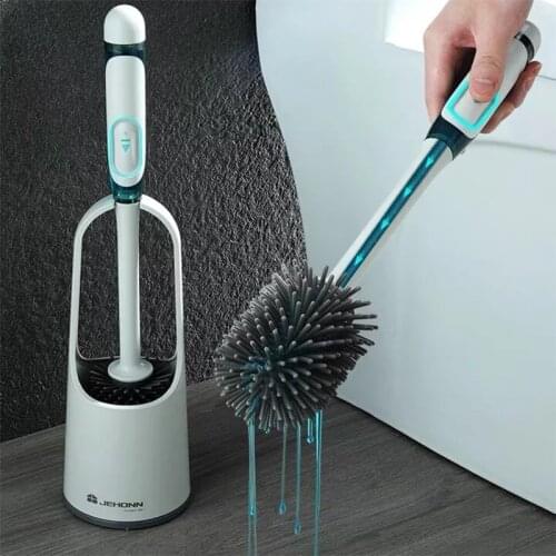 TPR Silicone Toilet Brush With Cleaning Tube No Dead Corners Wash Toilet Set Household Floor Cleaning Bathroom Accessories