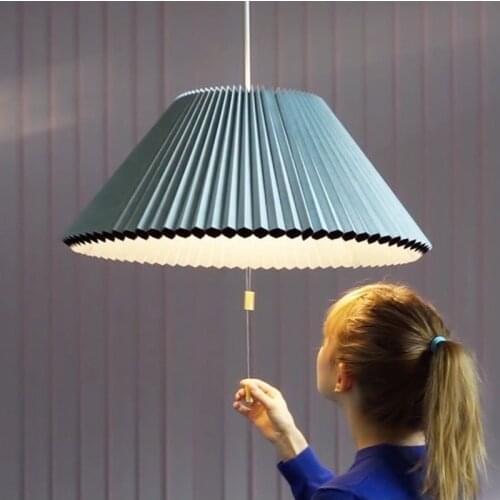 Nordic Designer Pendant Light Adjustable Umbrella Pendant lamp Art Deco Pleated lampshade retro stretchable bedroom bedside lamp