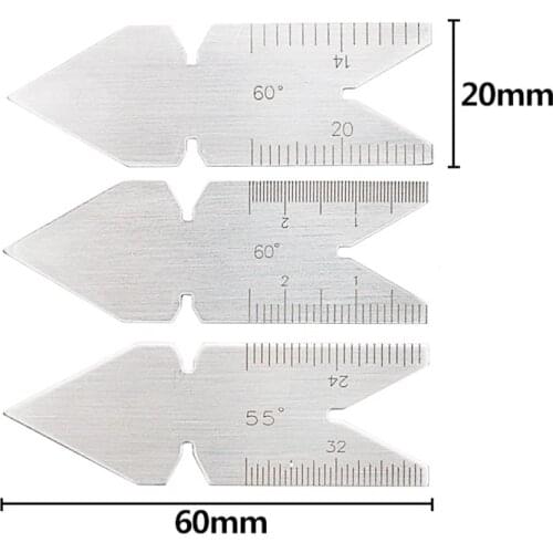 3pcs/set Center Gauges Measure Thread 55&60 Angle degrees Template Inch Metric Screw Pitch Lathe Tool Detecting Steel Ruler