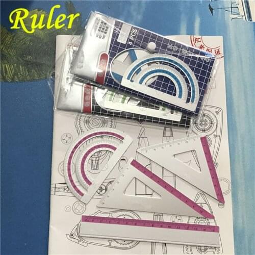 4PCS/Set New Aluminum Alloy Ruler Drawing Measurement Geometry Triangle Ruler Straightedge Protractor A variety of rulers