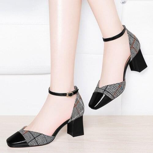 Spring Women Fashion Sweet Beige High Heel Shoes Zapatos De Mujer Lady Classic Sandals Black Pu Leather Office Pumps
