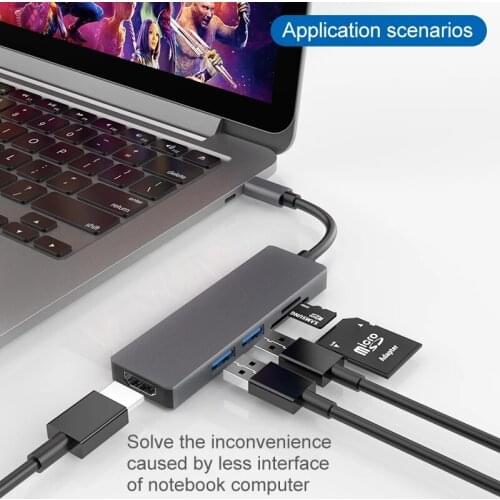 HW-TC17 USB Type-C Hub To HDMI USB TF SD Card Adapter Thunderbolt 3 USB C Hub with Hub 3.0 TF SD Reader for MacBook Pro/Air