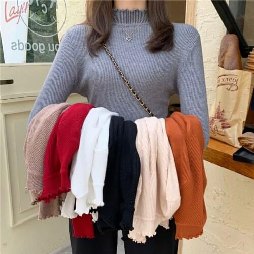 Turtleneck Ruched Women Sweater High Elastic Solid 2021 Fall Winter Fashion Slim Jumper Soft Warm Pull Femme Knitted Pullovers