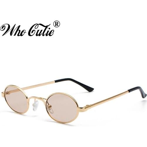 WHO CUTIE 2018 Slim Oval Sunglasses Men Women Brand Designer Gold Frame Red Lens 90S Small Sun Glasses Vintage Retro Shades 601B