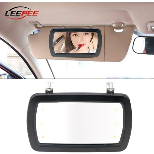 Car Interior Make Up Mirror 6 LEDs Sunshade Cosmetic Mirror Sun Visor Vanity Mirror Makeup Accessories Universal