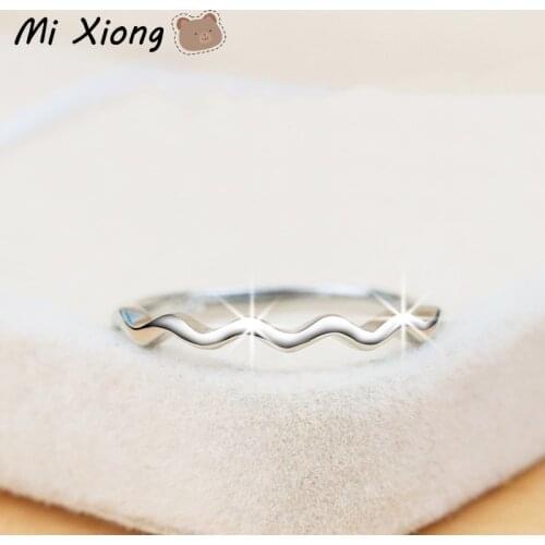 Mi Xiong womens rings 925 sterling silver wedding exquisite wave pattern cute sweet style elegant fresh lady gift brand jewelry