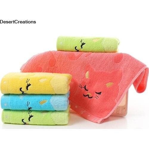 1PCS Cartoon Design Bamboo Kids Towel 25x50cm Cute Musical Cat Design Bamboo Fiber Children Hand Face Towel 4 Colors