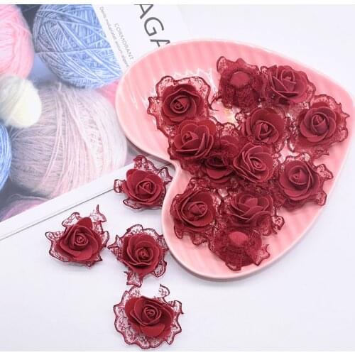 10/20/50pcs Mini Silk Lace Rose Fake Flowers Heads For Wedding Party Home Decor Foam Rose DIY Wreath Accessories Scrapbook Decor