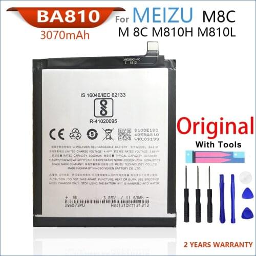 100% Genuine BA810 Battery For MEIZU M8C M810H/M810L 3070mAh Smart Phone High Quality Batteries Bateria With Tools