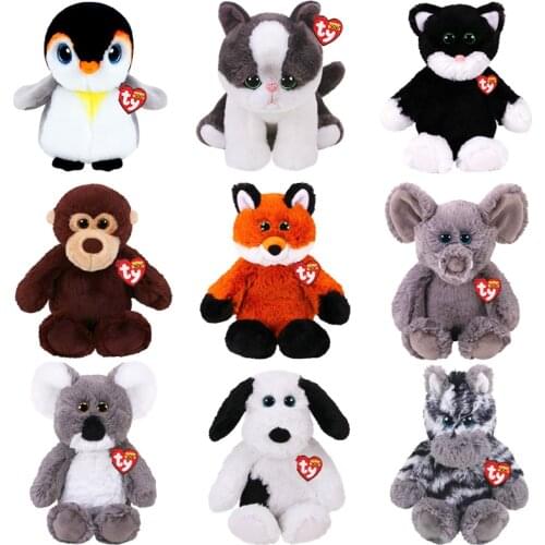 15CM Ty Beanie Boos Big Eyes Penguin Dog Elephant Monkey Koala Zebra Appease Sleeping Stuffed Baby Toy Animal Doll Birthday Gift