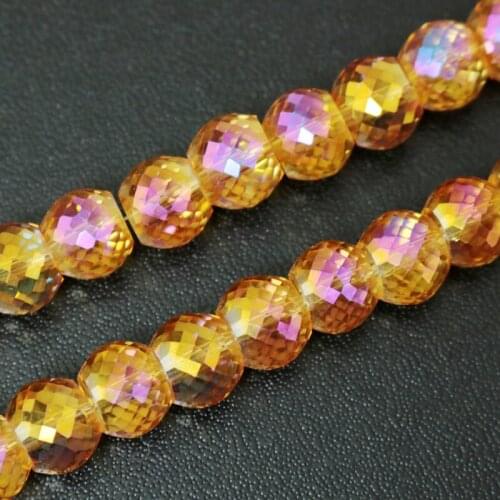 20pcs 10x8mm Gold Pink plated color Crystal Glass Beads Round Cut Faceted Beads For Craft Crystal Curtain DIY Making Beads