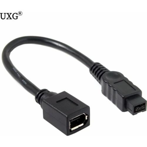 20cm Black IEEE 1394 6Pin Female to 1394b 9Pin Female FireWire 400 to 800 Cable Adapter to Connect to a Computer Digital Camera