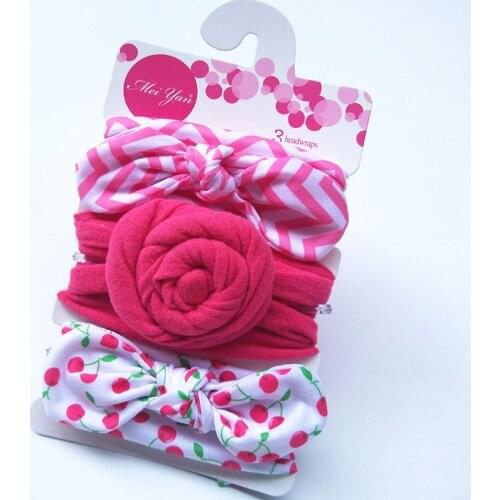 3pcs/Set New Baby Snail Headband Printed Floral Bow Headbands For Cute Kids Girls Hair Girls Turban Hairband Hair Accessories