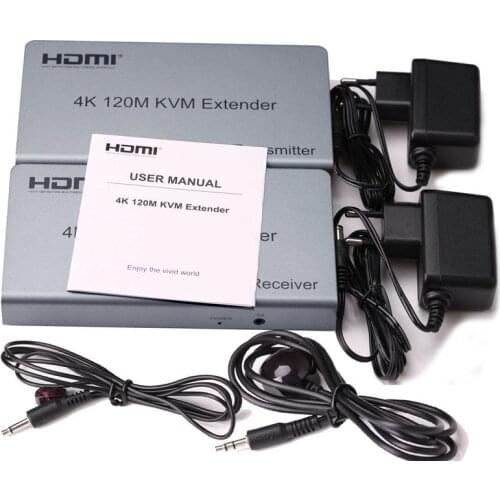 4K 120M USB KVM HDMI Extender Transmitter Receiver Kit Audio Video Extension Converter Over RJ45 Ethernet UTP CAT 5e 6 6a Cable