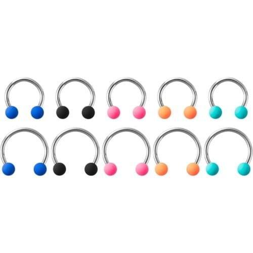 5pcs/set Acrylic Nose Septum Piercing BCR Hoop Lip Ring Cartilage Helix Tragus Earring Circular Ear Horseshoe Women Body Jewelry