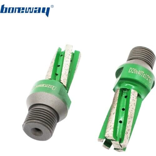 Boreway Supply A Piece of D20*40T*1/2"G CNC Diamond Cutting Finger Bit 5+1 Segments For Stone Sink Basin Grinding Free Shipping