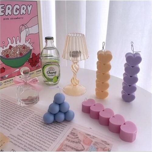 3d Love Heart Scented Candle Silicone Mould Diy Cube Gypsum Plaster Cones Shaped Craft Mold Handmade Soap Making Home Decoration
