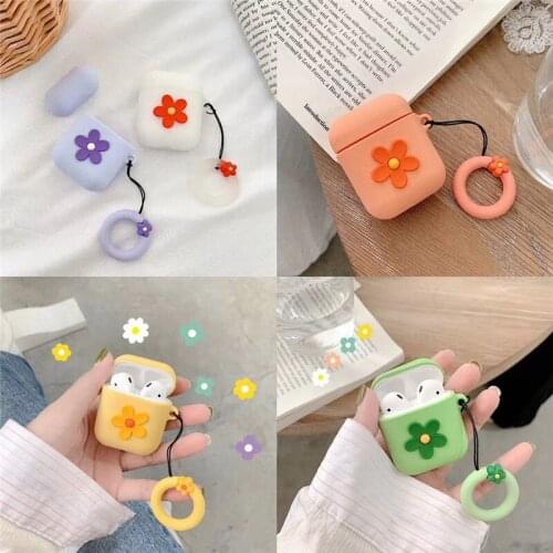Cute Cartoon Flower Earphone Case For Apple Airpods 2 1 Air Pods Cases Cute Soft Silicone Floral Cover For AirPod Pro Protector