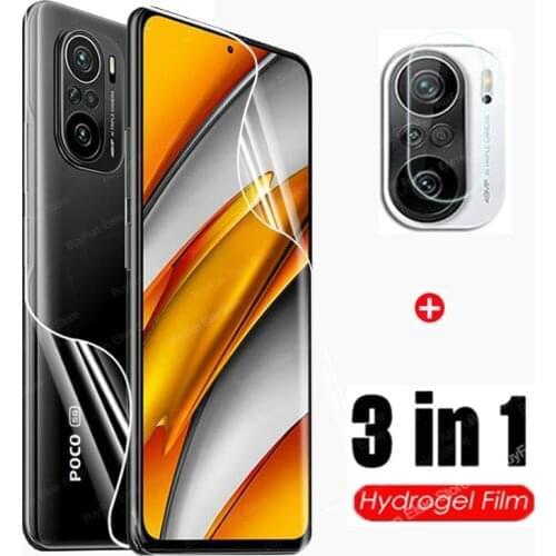 3 in 1 Hydrogel Film On For Xiaomi Poco F3 Screen Protector & Camera Lens For Xiomi Mi Poco F3 6.67'' Protective Film Not Glass