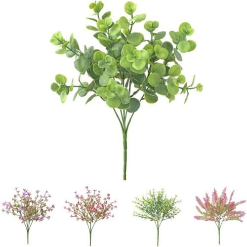 Artificial Plants Eucalyptus Grass Plastic Ferns Green Leaves Fake Flowers Plant Wedding Home Decoration Table Decors Greenery