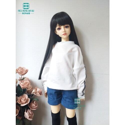 BJD doll clothes fits 60cm 1/3 BJD SD DD doll fashion sweatshirt and denim shorts white red black blue