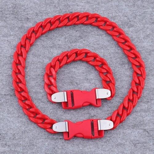 Statement Acrylic Lock Pendent Necklace For Men Women Men Rock Punk Resin Chain Long Buckle Necklaces New Fashion Jewelry Gifts