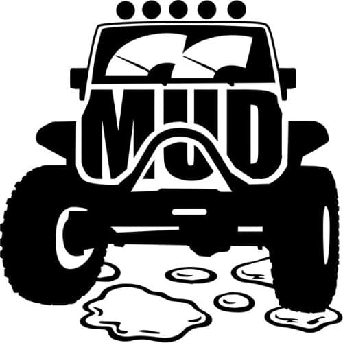 MIGNATIS - Mud Lettering and Jeep Image from Front View Sticker Mural Art Decal For Car Window Loptop Decoration Vinyl stickers
