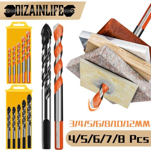 Multi-functional Tile Drill Bits Set 3-12mm Hard Alloy Triangle Drill Bit for Ceramic Glass Concrete Brick Wall Wood Hole Opener