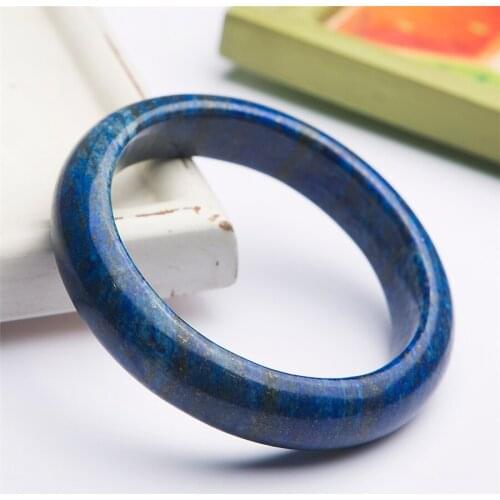 Genuine Natural Deep Blue Lapis Lazuli Gems Stone Women Charm Healing Stone Bangles Inside Diameter 61mm