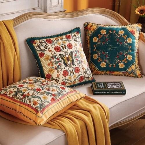 DUNXDECO American Country Style Couch Cushion Cover Decorative Pillow Case Art Simple Garden Flora Butterfly Sofa Chair Coussin