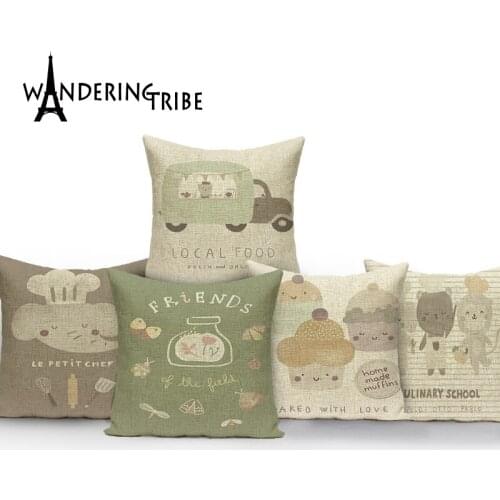 Chef Elephant Sofa Cushions Covers Cartoons Narwhal Unicorn Cushions Cover Space Cat Throw Pillow Covers Fruit Cover for Pillow